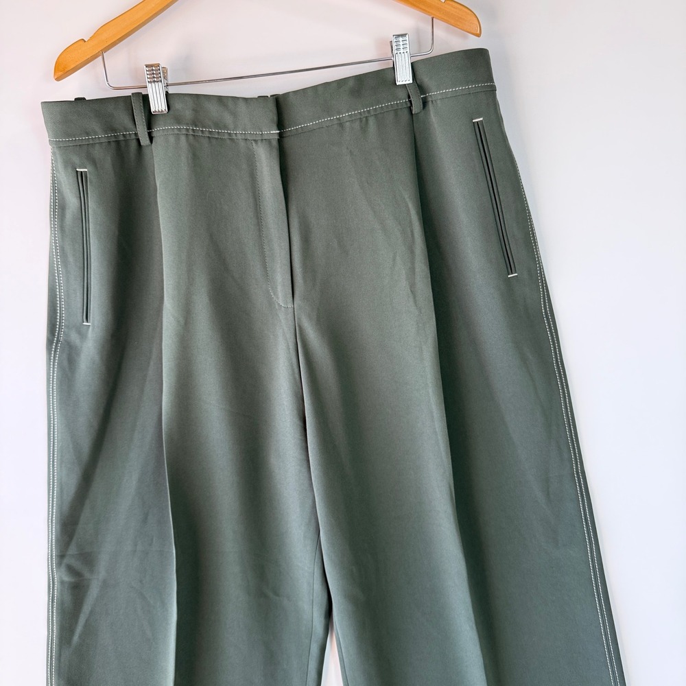M.M.LaFleur Arlo Breeze Pant Women 16 Dusty Pine Wide Leg Everyday Crepe Cropped - Picture 3 of 16